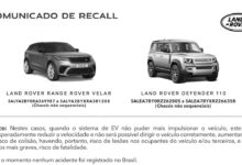 Comunicado Recall Defender e Range Rover Velar