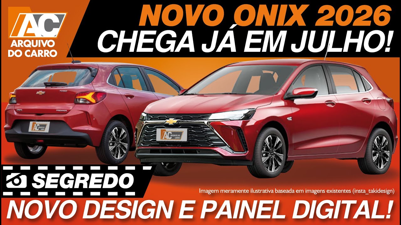 SEGREDO: NOVO CHEVROLET ONIX 2026 CHEGA EM JULHO! NOVO DESIGN E PAINEL DIGITAL 11 Chevrolet Onix